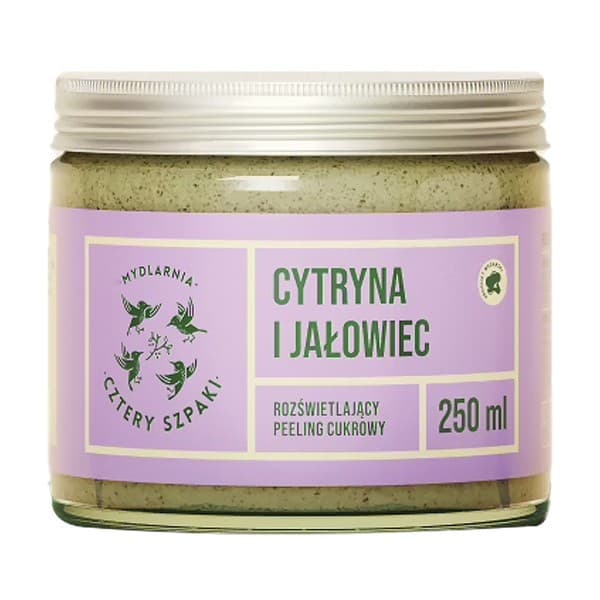 Mydlarnia 4Szpaki, Rozświetlający peeling cukrowy, cytryna i jałowiec