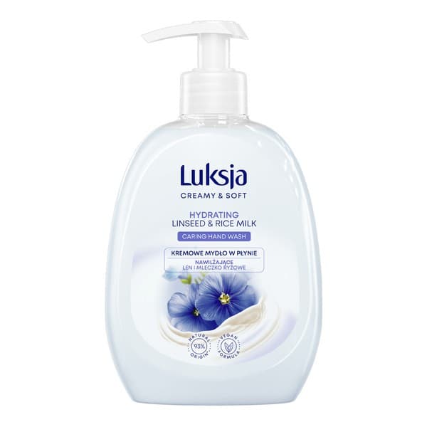 Creamy & Soft, nawilżające mydło w płynie, Len i Mleczko Ryżowe