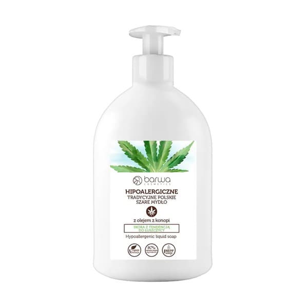 Liquid Soap - Hipoalergiczne, tradycyjne polskie szare mydło z olejem z konopi - Skóra z tendencją do łuszczycy -