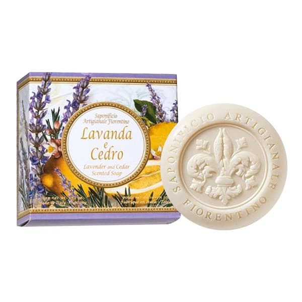 Artigianale Fiorentino, naturalne mydło w ozdobnym pudełku, lawenda z cedrem