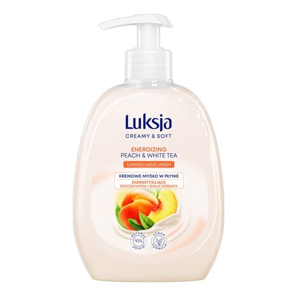 Creamy & Soft, energetyzujące mydło w płynie, Brzoskwinia i Biała Herbata