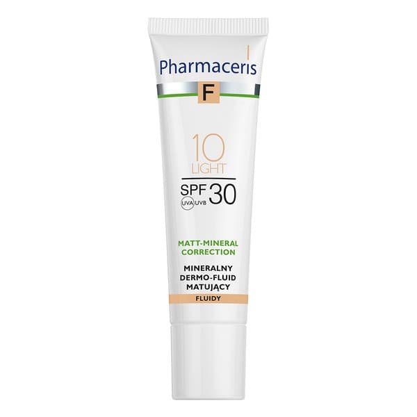 F, mineralny dermo-fluid matujący SPF 30, 10 Light