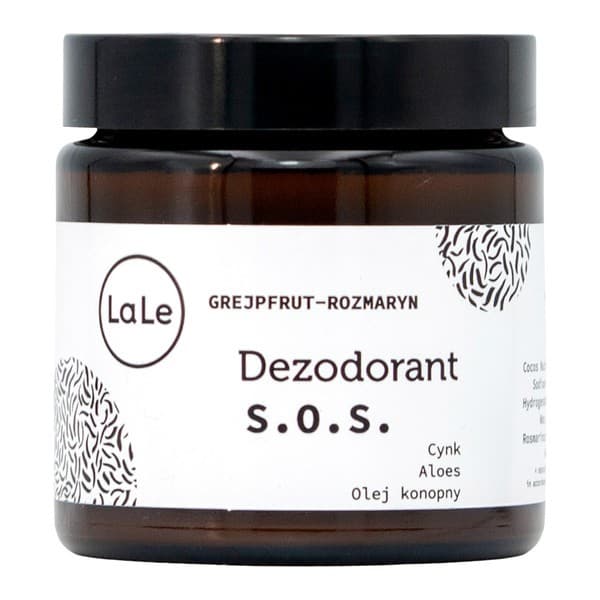 LaLe, dezodorant w kremie S.O.S., grejpfrut-rozmaryn z cynkiem, aloesem i olejem konopnym