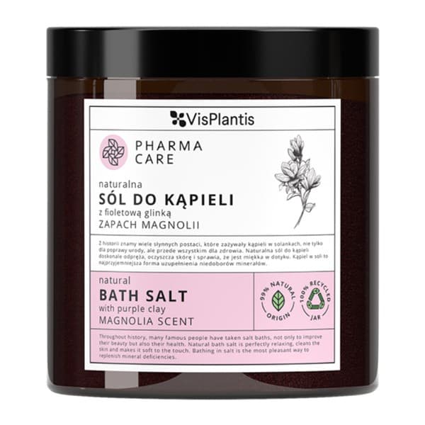 Vis Plantis Pharma Care, naturalna sól do kąpieli z fioletową glinką, zapach magnolii