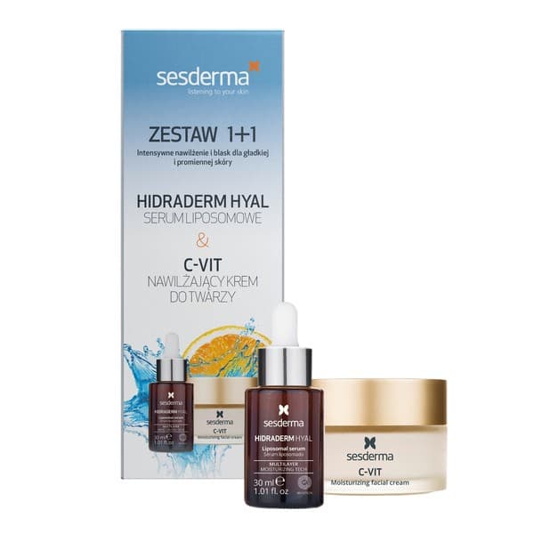 Zestaw Sesderma, Hidraderm Hyal, serum liposomowe, + C-Vit, nawilżający krem do twarzy