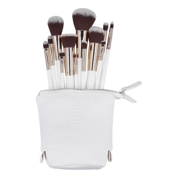 basic Zestaw 12 pędzli do makijażu + etui, Biały