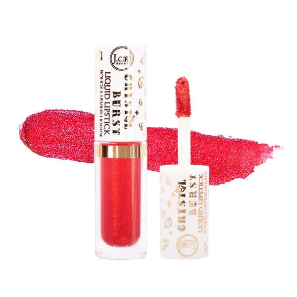 Crystal Burst Liquid Lipstick, błyszczyk do ust z drobinkami 102 Secret Ruby