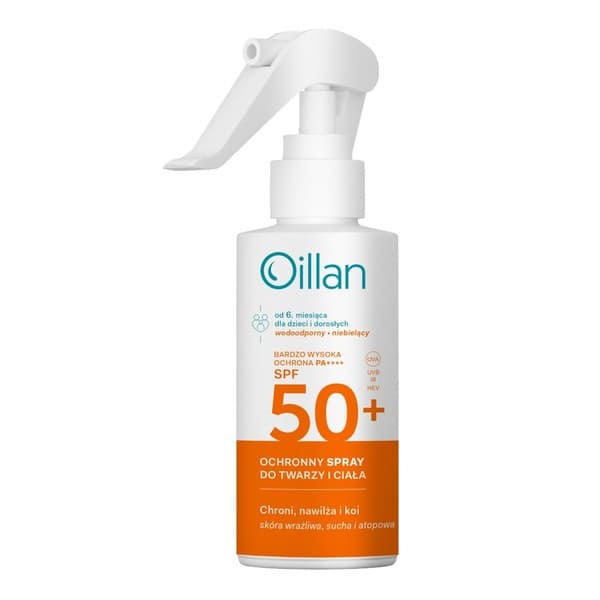 Sun, ochronny spray przeciwsłoneczny do twarzy i ciała SPF50+ do skóry wrażliwej