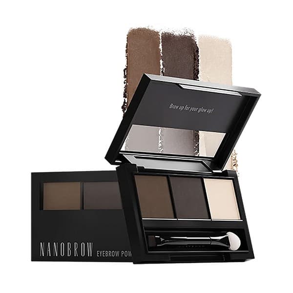 Eyebrow Powder Kit, zestaw cieni do brwi z rozświetlaczem, Dark
