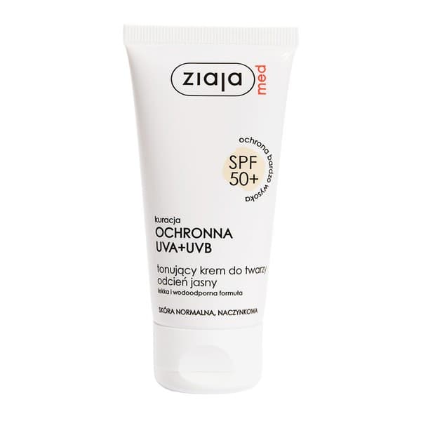 SPF 50+, krem tonujący, jasny