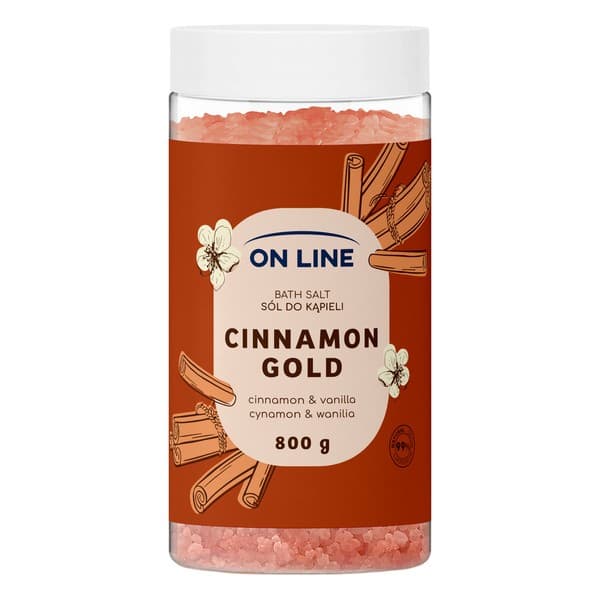 Cinnamon Gold, rozgrzewająca sól do kąpieli z cynamonowym aromatem