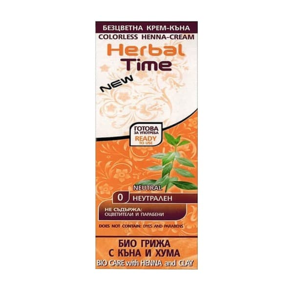 Time, naturalna henna do włosów, nr 0 neutralna