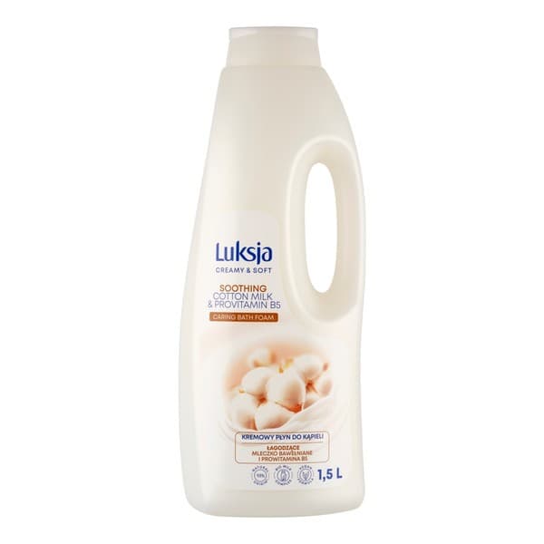 Creamy & Sofrt, kremowy płyn do kąpieli, łagodzące mleczko bawełniane i prowitamina B5