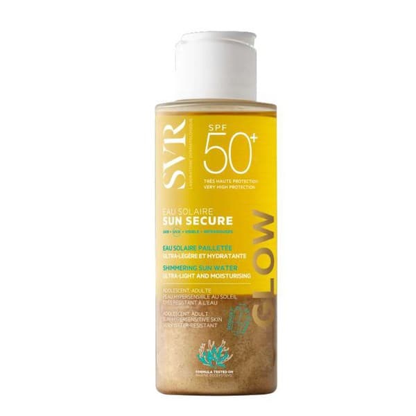 Sun Secure Glow, dwufazowa woda przeciwsłoneczna z brokatem SPF50+