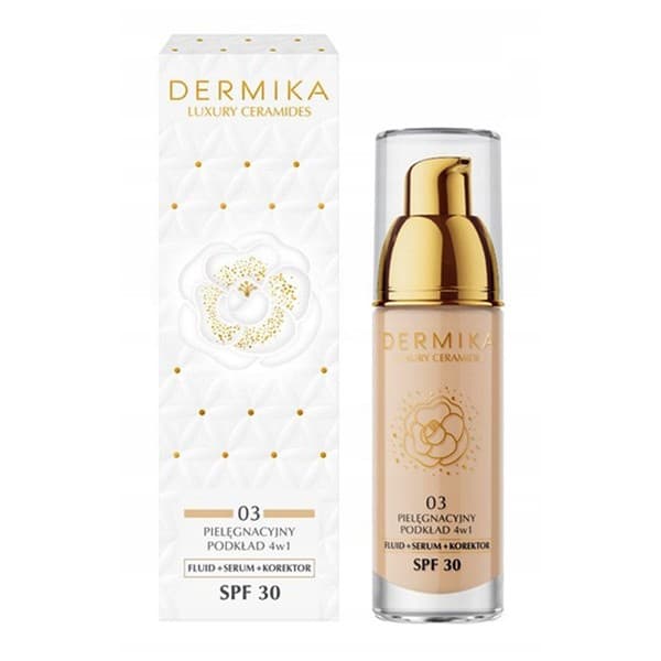 Luxury Ceramides, pielęgnacyjny podkład 4w1, SPF 30, odcień 03