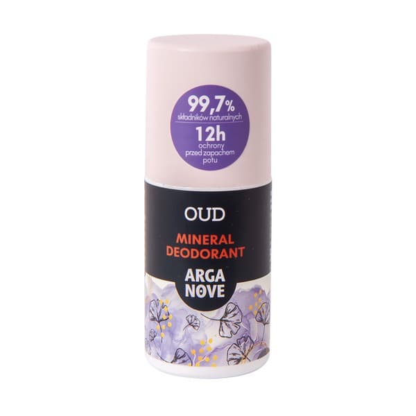 mineralny dezodorant ałunowy, oud, roll-on