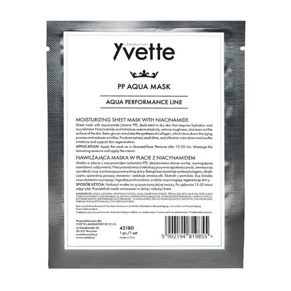 Yvette PP Aqua Mask, nawilżająca maska w płacie z niacynamidem