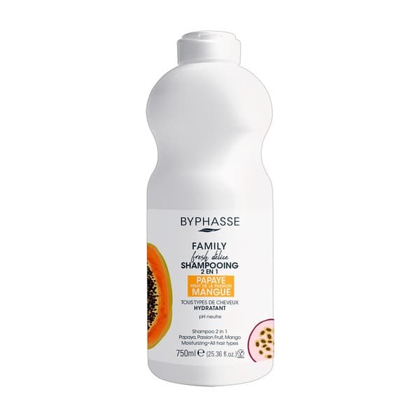 Family Fresh Delice, szampon odżywczy 2 w 1, papaja, marakuja, mango