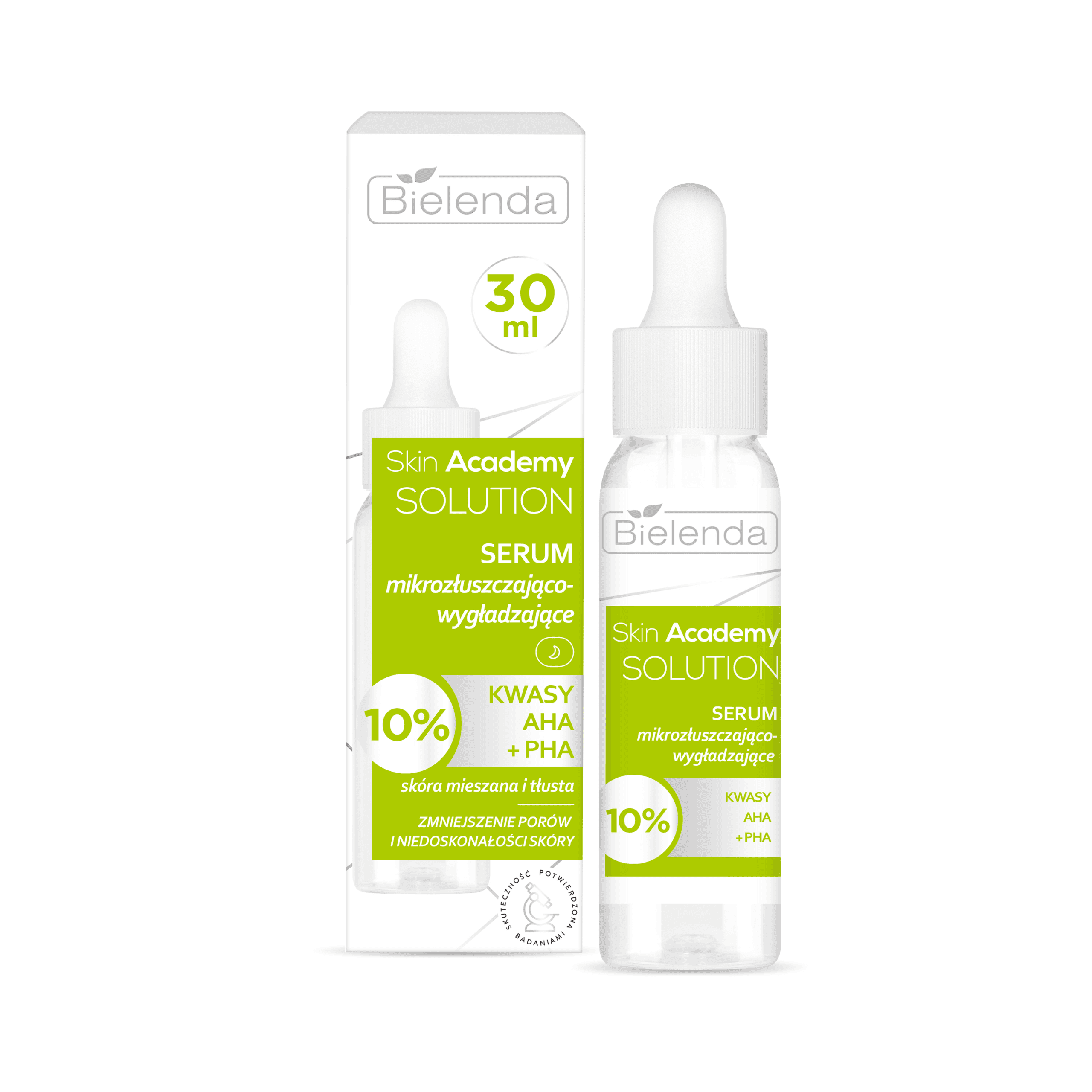 Skin Academy Solution serum mikrozłuszczająco-wygładzające z 10% kwasów PHA i AHA