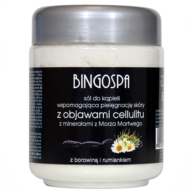 CELLULIT Sól do kąpieli wspomagająca pielęgnację skóry z objawami cellulitu, z minerałami z Morza Martwego, borowiną i rumiankiem BINGOSPA