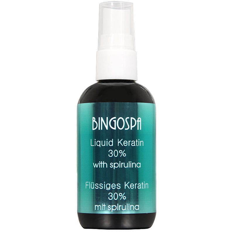 ZDROWE POGRUBIONE GĘSTE WŁOSY Płynna keratyna 30% ze spiruliną BINGOSPA
