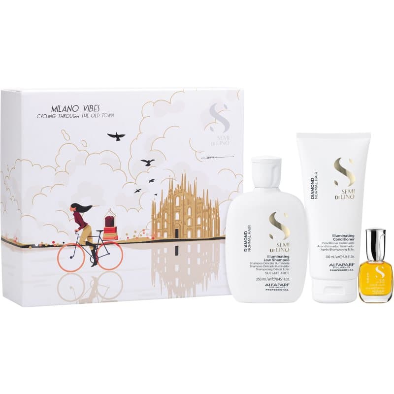 Semi di Lino Diamond Holiday Kit zestaw upominkowy do nabłyszczania i zmiękczania włosów