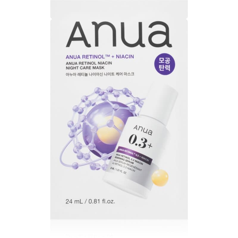 Retinol + Niacin Night Care Mask maseczka przeciwzmarszczkowa w płachcie do ujednolicenia kolorytu skóry