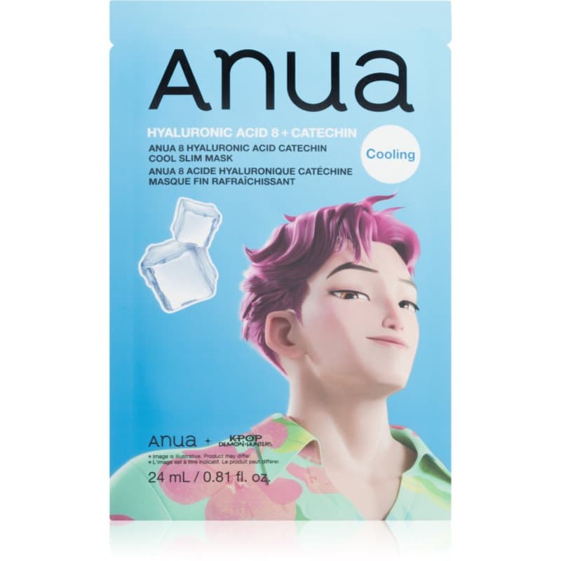 K-Pop Demon Hunters Hyaluronic Acid 8 + Catechin maska nawilżająca w płacie z efektem chłodzącym