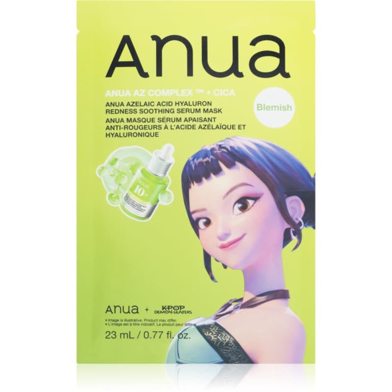 K-Pop Demon Hunters Azelaic Acid Hyaluron Redness Soothing Serum Mask maska łagodząca w płacie o działaniu nawilżającym