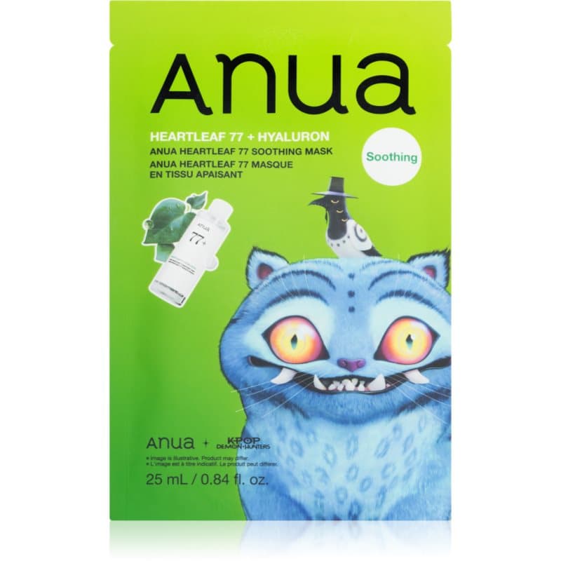 K-Pop Demon Hunters Heartleaf 77% Soothing Mask maska nawilżająca w płacie o działaniu uspokajającym