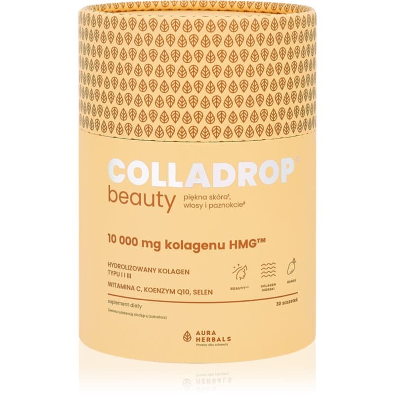 Colladrop Beauty collagen HMG 10 000 mg kolagen morski dla doskonałej skóry, włosów i paznokci smak mango