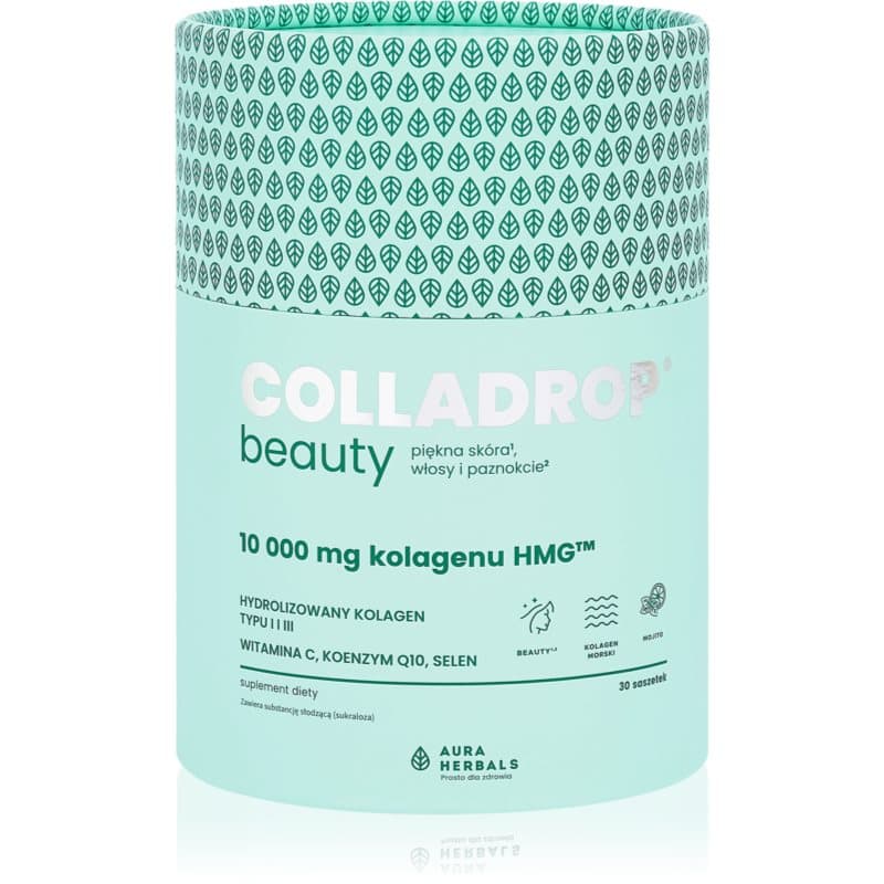 Colladrop Beauty collagen HMG 10 000 mg kolagen morski na piękne włosy, skórę i paznokcie smak mohito