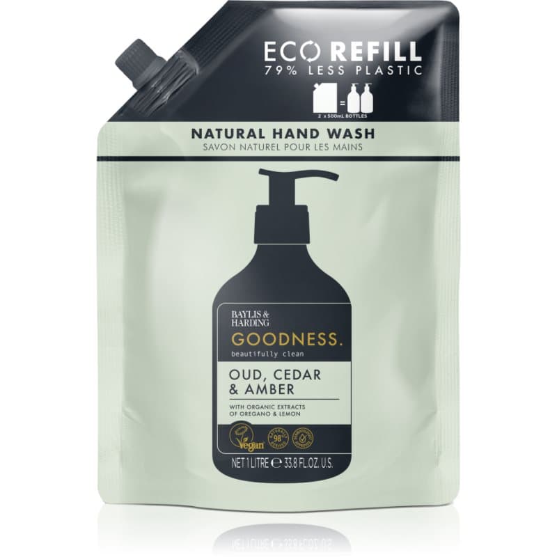 Goodness Oud, Cedar & Amber naturalne mydło w płynie do rąk REFILL