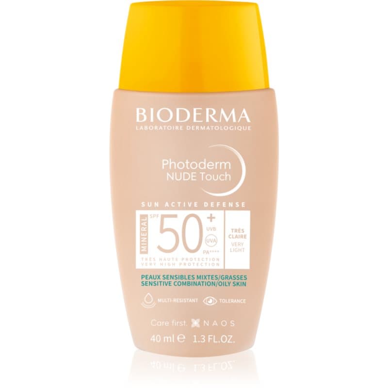 Photoderm Nude Touch mineralny fluid do opalania twarzy SPF 50+ odcień Very light