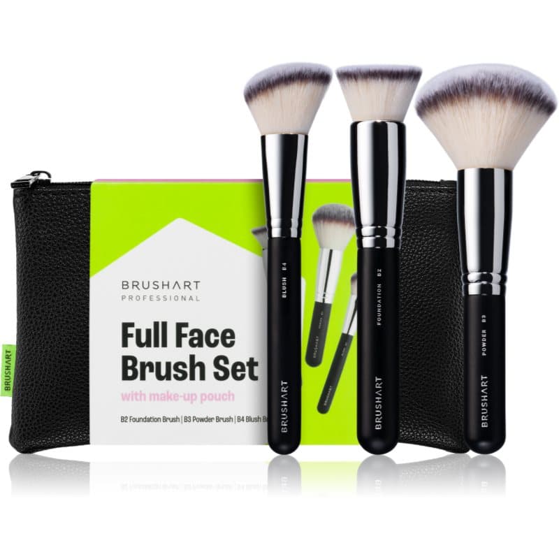 Professional Full Face brush set with makeup pouch zestaw pędzli z kosmetyczką Black