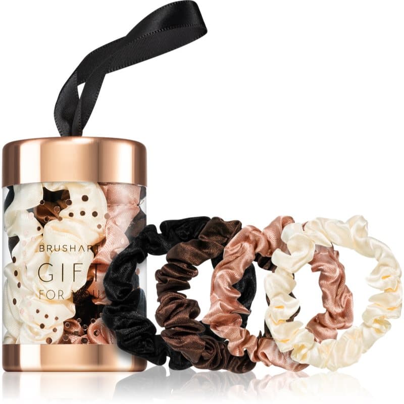 Gift for You Slim satin scrunchie set gumki do włosów Black & Cream