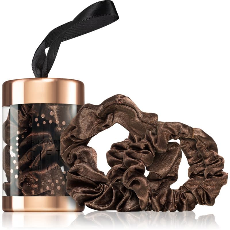 Gift for You Slim & Midi satin scrunchie set gumki do włosów Chocolate brown