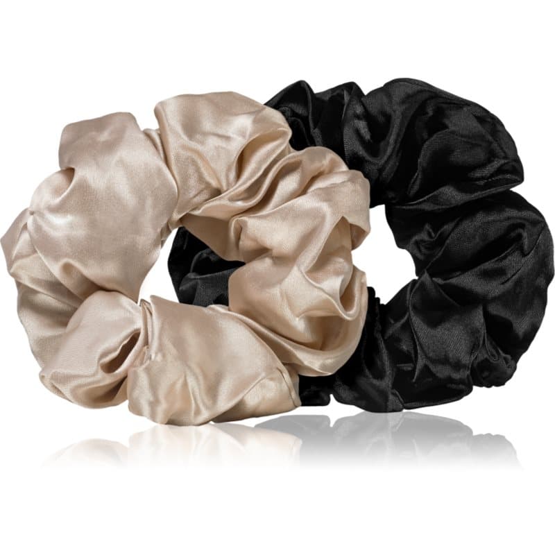 Hair Large satin scrunchie set gumki do włosów Cream & Black