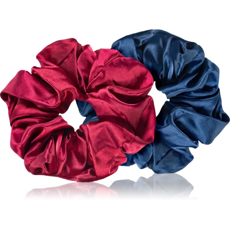 Hair Large satin scrunchie set gumki do włosów Red & Blue