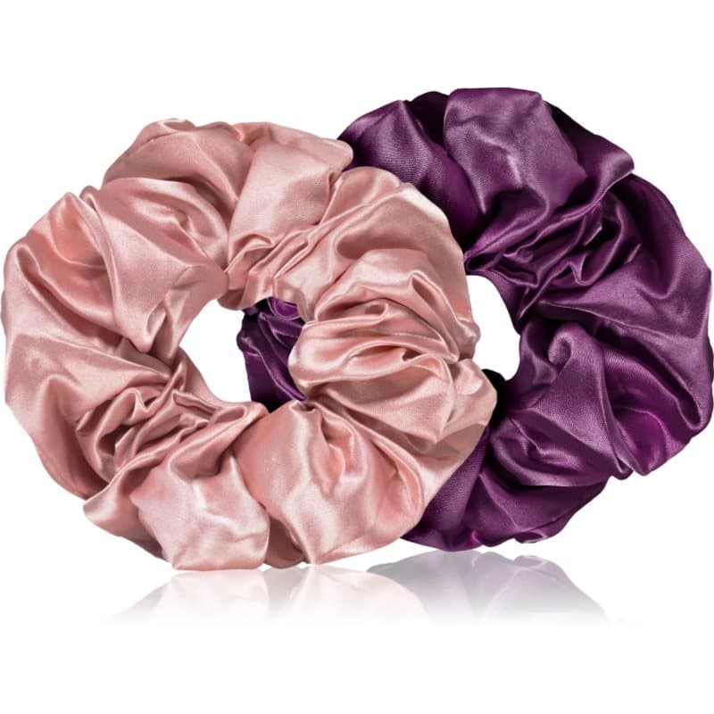 Hair Large satin scrunchie set gumki do włosów Pink & Violet