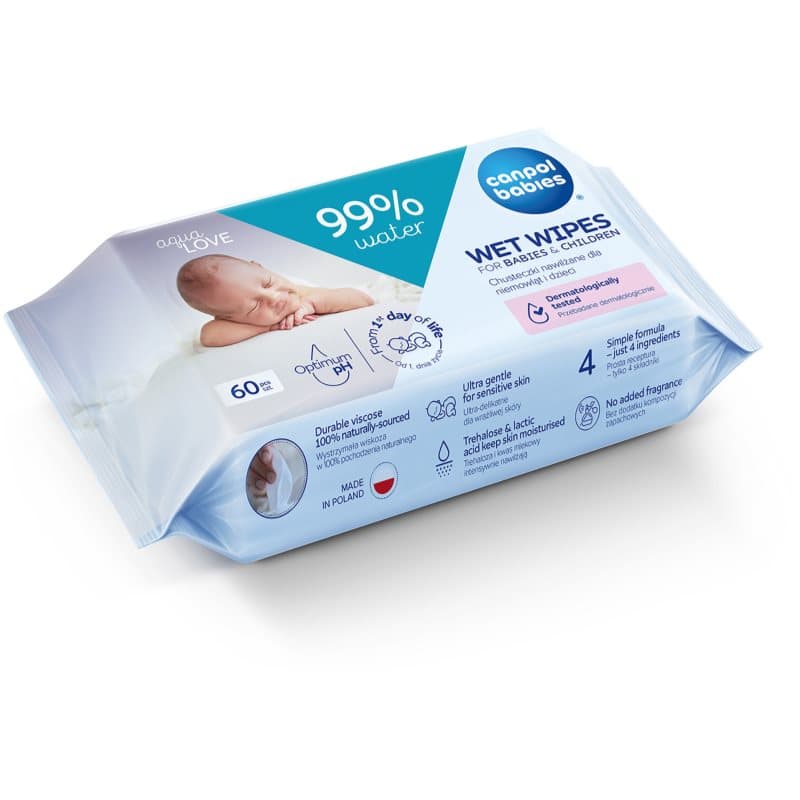 Wet Wipes 99% Water delikatne nawilżane chusteczki dla dzieci