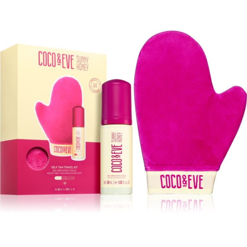Sunny Honey Ultimate Glow Travel Kit pianka samoopalająca z rękawicą aplikacyjną opakowanie podróżne