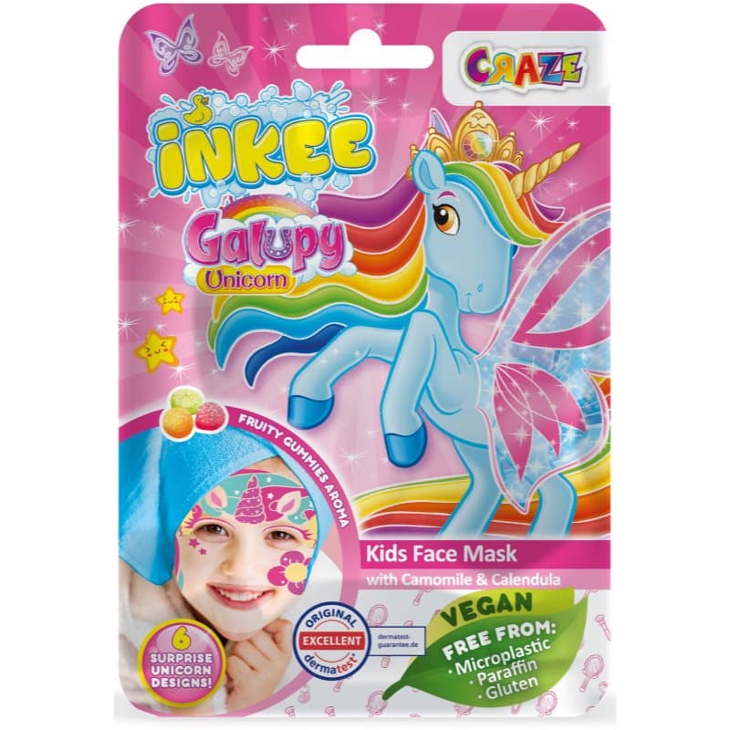 INKEE Unicorn maseczka w płachcie dla dzieci 5y+