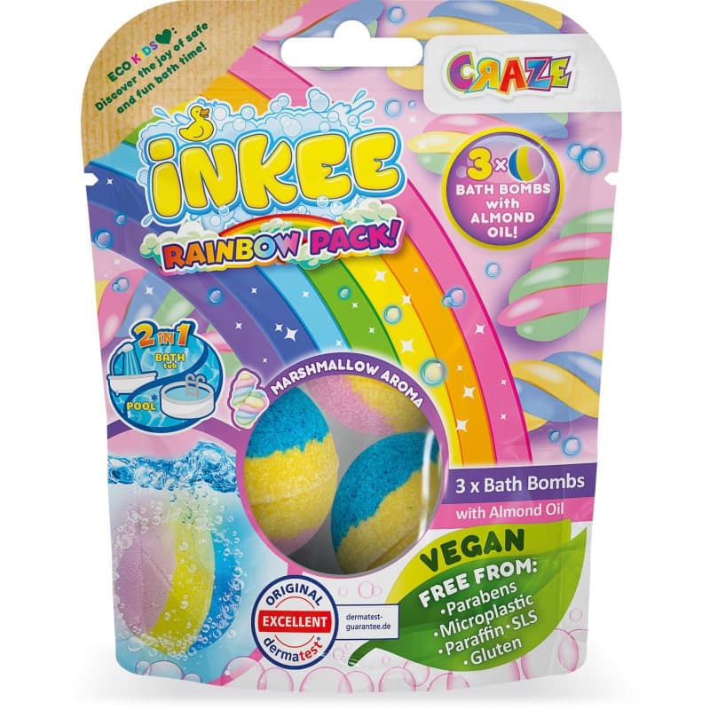 INKEE Rainbow Multipack musujące kule do kąpieli z olejkiem migdałowym