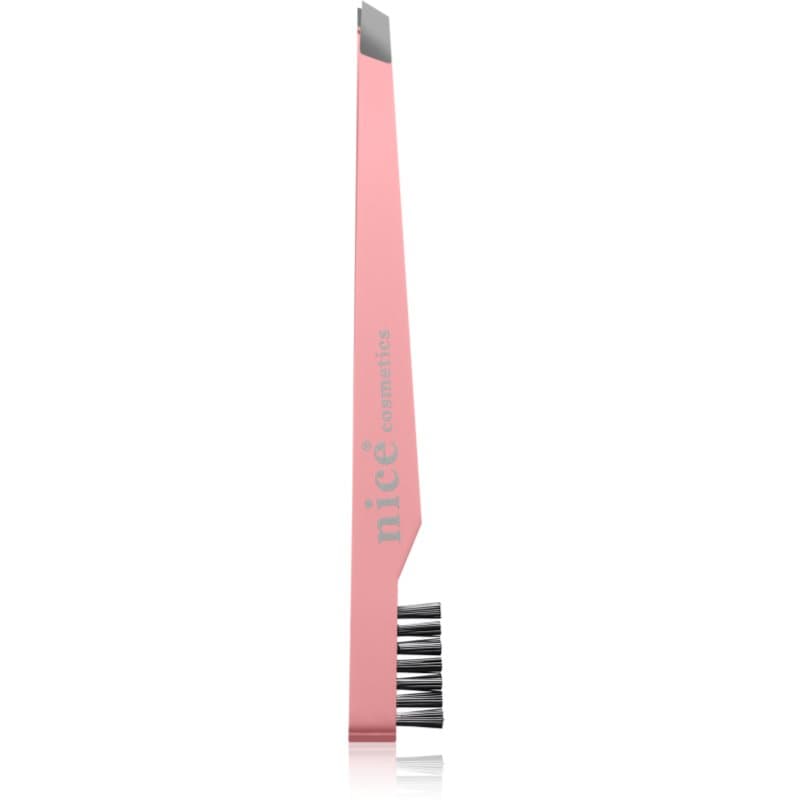 Accessories pęseta skośna ze szczotką Pink