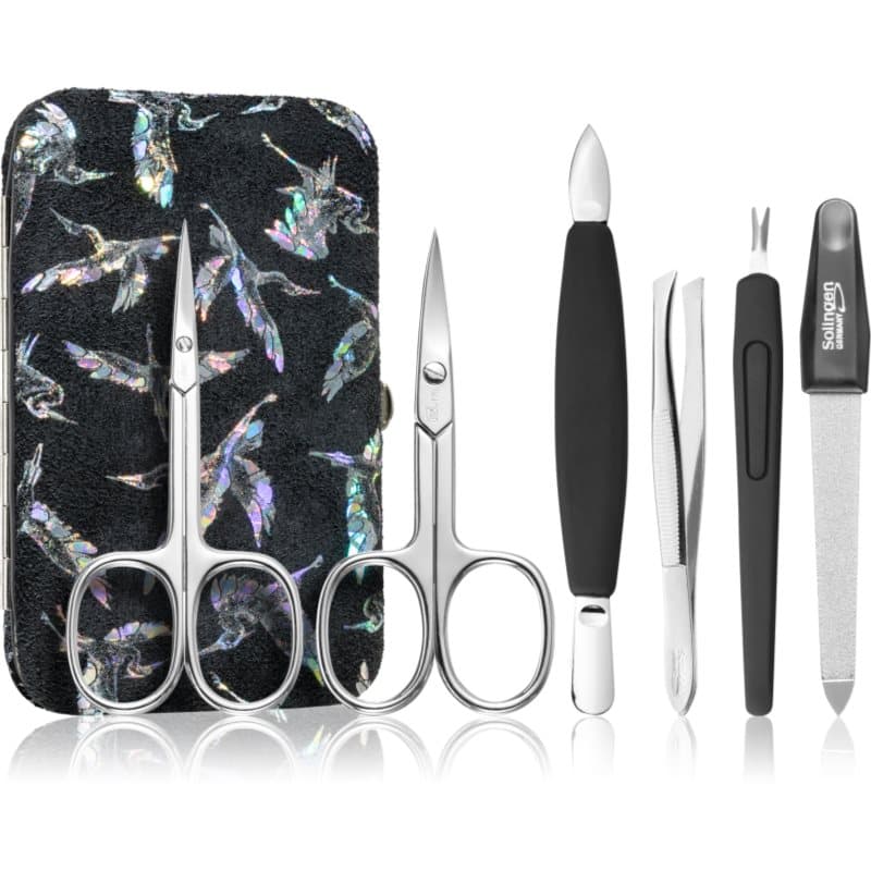 Premium Line Solingen 126 zestaw do manicure + etui Silver Birds
