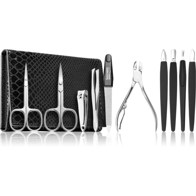 Premium Line Solingen 252 zestaw do manicure + skórzane etui Black