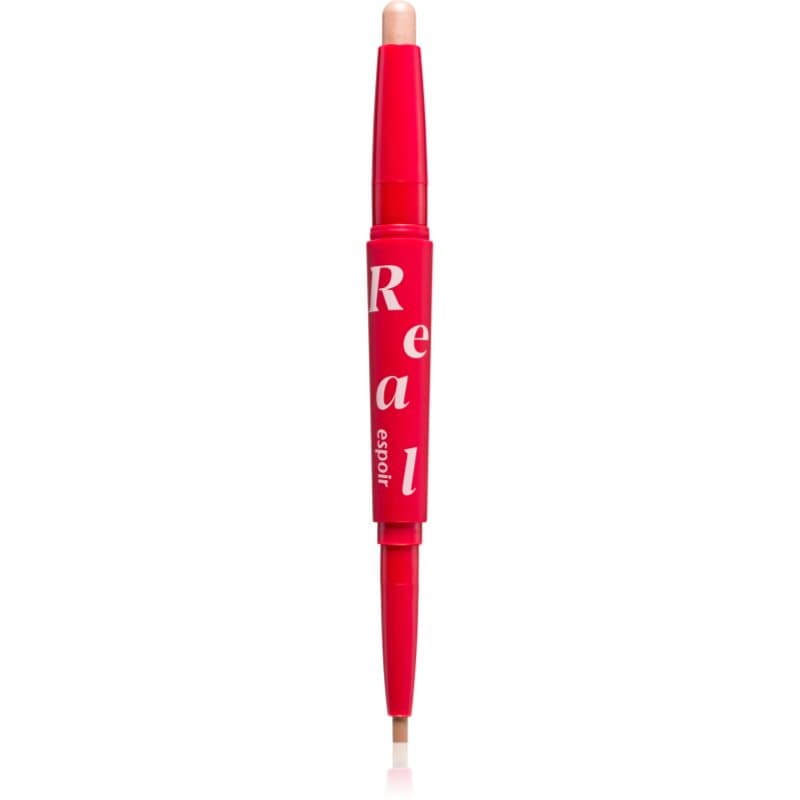 Real Eye Dual Stick długotrwałe cienie do powiek w kredce z rozświetlaczem odcień 02 Peach Beam