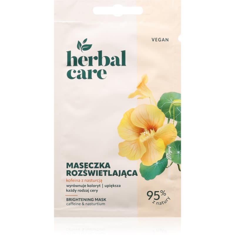 Herbal Care Caffeine & Nasturtium maseczka rozjaśniająca do twarzy, szyi i dekoltu