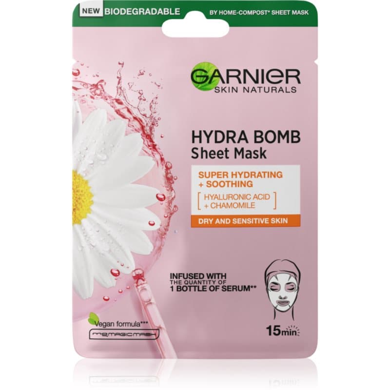 HYDRA BOMB TISSUE MASK - SUPER HYDRATING & SOOTHING - Nawilżająco-kojąca maska na tkaninie - Rumianek & Kwas Hialuronowy